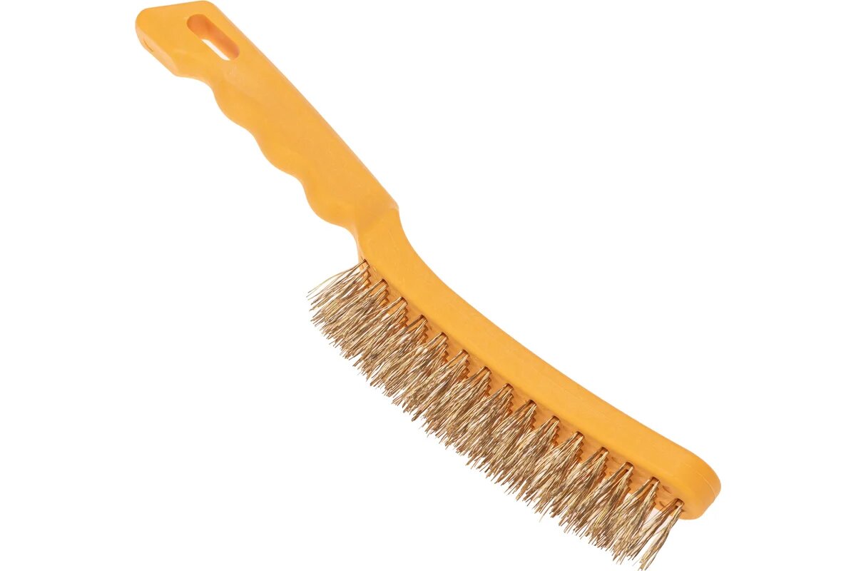 Щетка с металлическим ворсом 4 ряда KRANZ пластиковая ручка